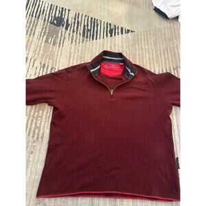 Robert Graham 1/4 Zip up Pullover Sz XL 100% Cotton Burgundy